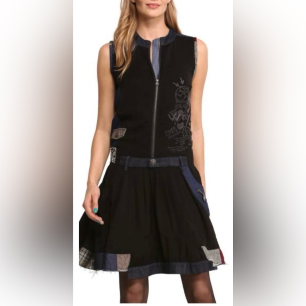 Desigual Black and Blue Sleeveless Dress
